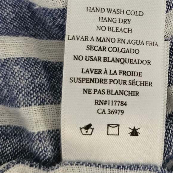 Rails Lily striped top tie front linen small S long sleeve - Picture 11 of 14